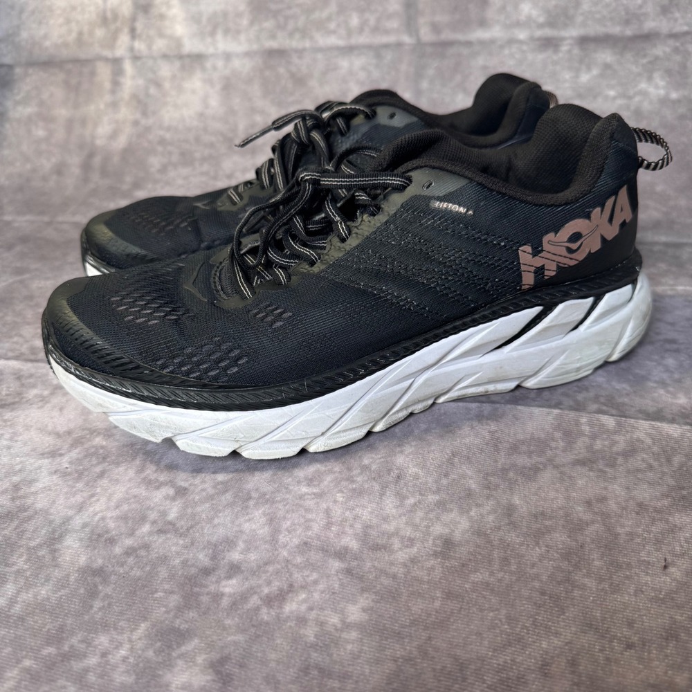 Hoka One One Clifton 6 Women 8 Black Rose Gold Running Shoes